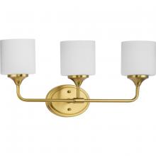  P2803-191 - Lynzie Collection Three-Light Brushed Gold Etched Opal Glass Modern Bath Vanity Light