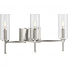  P300358-009 - Elara Collection Three-Light Brushed Nickel Clear Glass New Traditional Bath Vanity Light