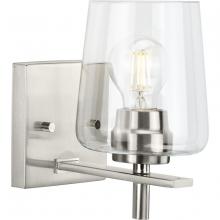  P300360-009 - Calais Collection One-Light New Traditional Brushed Nickel Clear Glass Bath Vanity Light