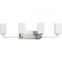  P300371-009 - Cowan Collection Four-Light Modern Brushed Nickel Etched Opal Glass Bath Vanity Light