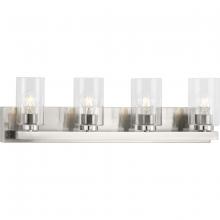  P300389-009 - Goodwin Collection Four-Light Brushed Nickel Modern Vanity Light with Clear Glass