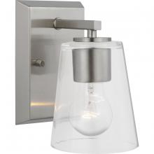  P300457-009 - Vertex Collection One-Light Brushed Nickel Clear Glass Contemporary Bath Light