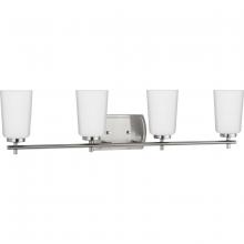  P300468-009 - Adley Collection Four-Light Brushed Nickel Etched Opal Glass New Traditional Bath Vanity Light