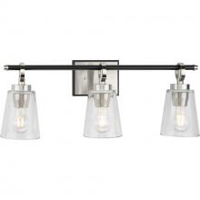  P300482-009 - Cassell Collection Three-Light Brushed Nickel Matte Black Luxe Industrial Bath & Vanity Light