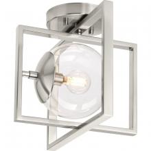  P350218-009 - Atwell Collection 10" One-Light Mid-Century Modern Brushed Nickel Clear Glass Semi-Flush Mount L