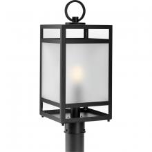  P540105-31M - Parrish Collection One-Light Matte Black Clear and Etched Glass Modern Craftsman Outdoor Post Light
