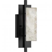  P710100-31M - Lowery Collection One-Light Matte Black Industrial Luxe Wall Sconce with Aged Silver Leaf Accent