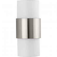  P710119-009 - Silva Collection Two-Light Brushed Nickel White Linen Shade Wall Sconce