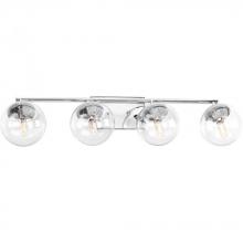  P2857-15 - Mod Collection Four-Light Polished Chrome Clear Glass Mid-Century Modern Bath Vanity Light