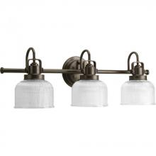  P2992-74 - Archie Collection Three-Light Venetian Bronze Clear Double Prismatic Glass Coastal Bath Vanity Light