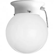  P3605-30SW - One-Light Glass Globe 6" Close-to-Ceiling