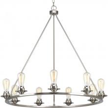  P400016-009 - Debut Collection Nine-Light Brushed Nickel Farmhouse Chandelier Light