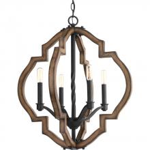  P4766-71 - Spicewood Collection Four-Light Gilded Iron Farmhouse Chandelier Light