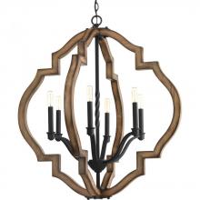  P4767-71 - Spicewood Collection Six-Light Gilded Iron Farmhouse Chandelier Light