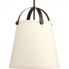  P500046-020 - Galley Collection Two-Light Antique Bronze Linen Shade Coastal Pendant Light