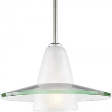  P5011-09 - Modern Pendant One-Light Brushed Nickel Clear and Etched Glass Mini-Pendant Light