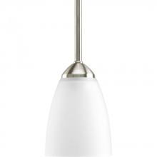  P5113-09 - Gather Collection One-Light Brushed Nickel Etched Glass Traditional Mini-Pendant Light
