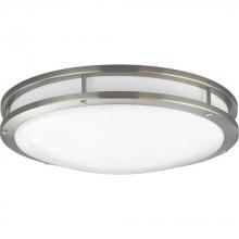  P7250-09EBWB - One Light Brushed Nickel White Acrylic Diffuser Glass Bowl Flush Mount