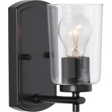  P300154-031 - Adley Collection One-Light Matte Black Clear Glass New Traditional Bath Vanity Light