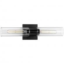  P300300-031 - Clarion Collection Two-Light Matte Black and Clear Glass Modern Style Bath Vanity Wall Light