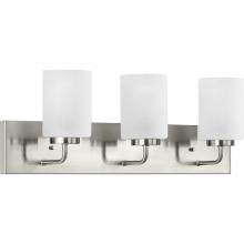  P300329-009 - Merry Collection Three-Light Brushed Nickel and Etched Glass Transitional Style Bath Vanity Wall Lig