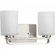  P300342-009 - League Collection Two-Light Brushed Nickel and Etched Glass Modern Farmhouse Bath Vanity Light