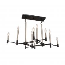  307N10 - To Circuit with Love 10-Lt Linear Pendant - Textured Black/Brushed Nickel