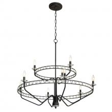  363C09CB - Monroe 9-Lt 2-Tier Chandelier - Carbon