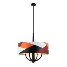  501P04BLSB - Patchwork 4-Lt Pendant - Black/Satin Brass/Patchwork