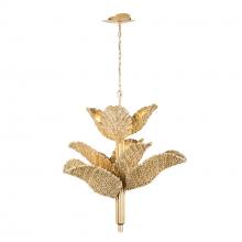  901C09FGN - Banana Leaf 9-Lt Chandelier - French Gold/Natural Seagrass