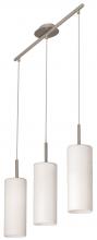  20128A - 3x100W Three Light Island Pendant w/ Matte Nickel Finish and White Frosted Glass