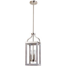  203107A - 3x60W Pendant With Acacia Wood & Brushed Nickel Finish