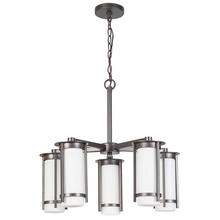  203116A - 5x60W Chandelier w/ Graphite Finish & White Glass