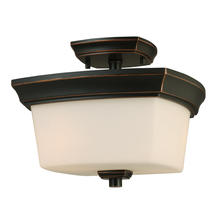 Eglo 203982A - 2x60W Semi Flush Ceiling Light w/ Oil Rubbed Bronze Finish & Frosted Opal Glass