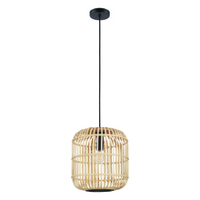  43216A - Bordesley - Pendant Cage Wood Finish 60W