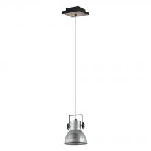  49619A - Barnstaple -Single Light Pendant Distressed Zinc & Black Finish