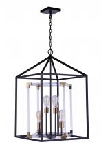  58094-FBSB - Aaron 4 Light Pendant in Flat Black/Satin Brass