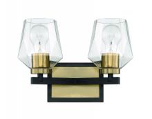  56902-FBSB - Avante Grand 2 Light Vanity in Flat Black/Satin Brass