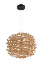  P2001-NT - Natural Pendant 1 Light Pendant w/ Natural Wood Woven Orb