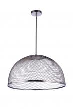  P1005BNK-LED - 24.25â€ Diameter Sculptural Statement Metal Mesh Dome Pendant in Brushed Polished Nickel