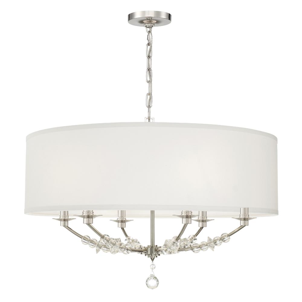 Mirage 6 Light Polished Nickel Drum Shade Chandelier