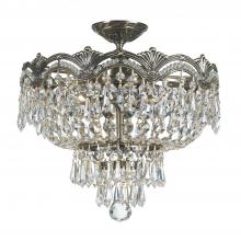  1483-HB-CL-I - Majestic 3 Light Clear Italian Crystal Historic Brass Semi Flush Mount