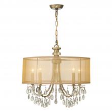  5625-AB - Hampton 5 Light Drum Shade Antique Brass Chandelier