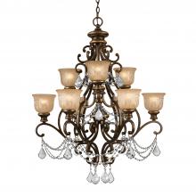  7509-BU-CL-MWP - Norwalk 9 Light Clear Crystal Bronze Umber Chandelier