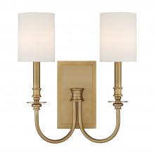  LLO-482-AG - Lloyd 2 Light Aged Brass Sconce