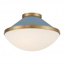  XAN-8002-VG-BL - Xander 2 Light Vibrant Gold + Blue Flush Mount