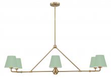  XAV-B9306-VG-GR - Xavier 6 Light Vibrant Gold + Green Linear Chandelier