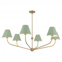  XAV-B9319-VG-GR - Xavier 6 Light Vibrant Gold + Green Chandelier