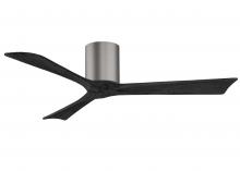  IR3H-BP-BK-52 - Irene-3H three-blade flush mount paddle fan in Brushed Pewter finish with 52” solid matte black