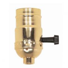  90/412 - 3-Way (2 Circuit) Turn Knob Socket With Removable Knob; 1/8 IPS; Aluminum; Brite Gilt Finish; 250W;